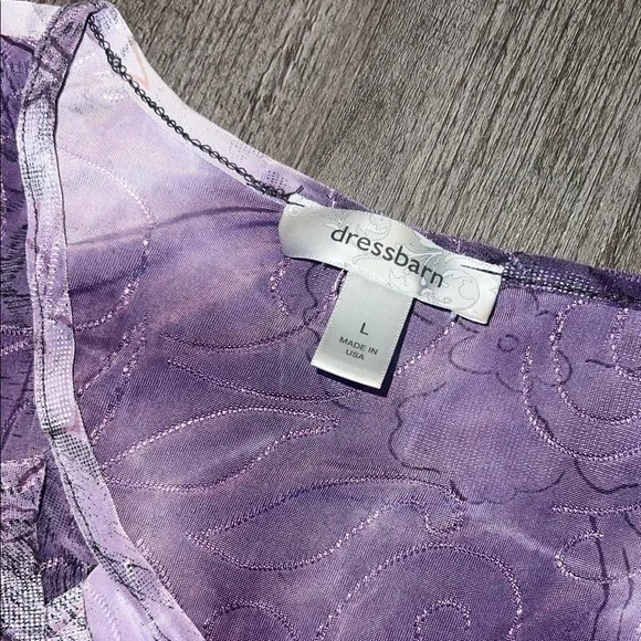 dressbarn Purple Floral Knit Sleeveless Ruffle top Large - Picture 2 of 6